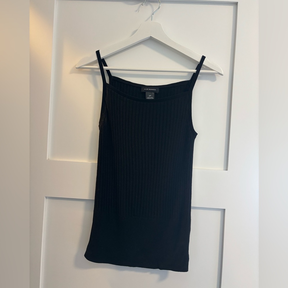 Club Monaco Black Ribbed Camisole Tank Top
